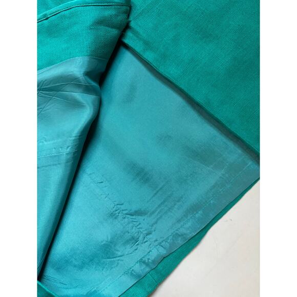 Vintage 80s Womens Linen Green Button Front Dress Sz 8 Short Sleeve Maggy London - Picture 8 of 8